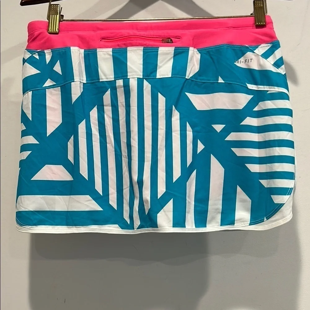 Nike neon Pink Blue Geometric print Women's tennis gold Skort medium women’s